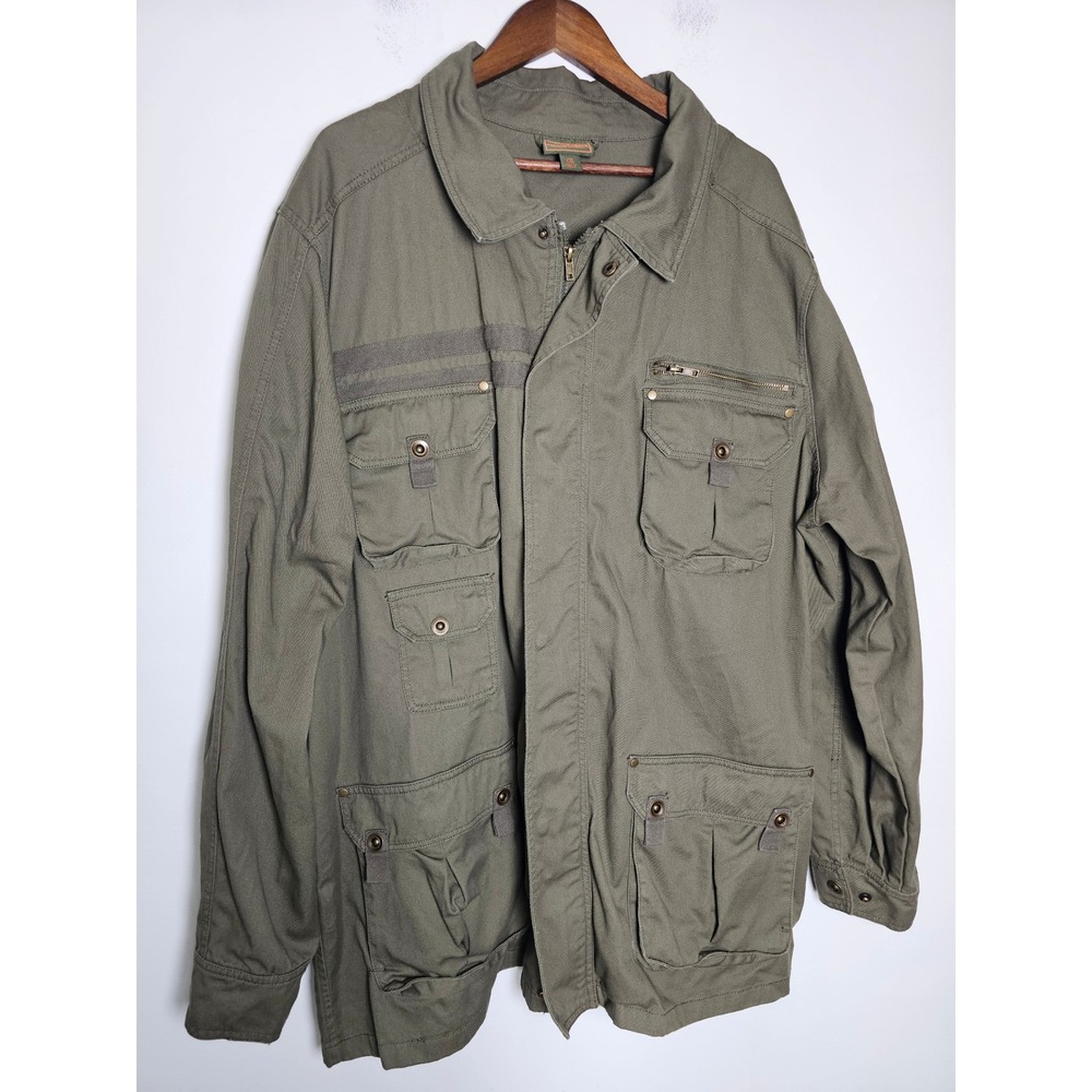 [Gorpcore] Boulder Creek Field Jacket Mens 2XL Tall Olive Green Cargo Utility